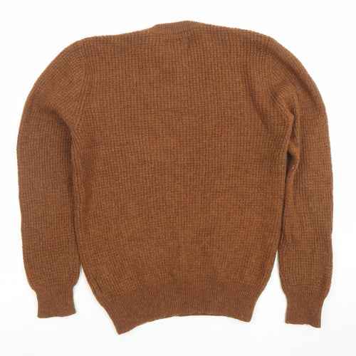 Racing Green Men's Brown Lambswool Crew Neck Jumper Size M