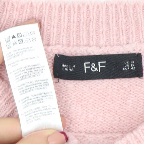 F&F Women’s Pink Sequin Reindeer Christmas Jumper Size 14