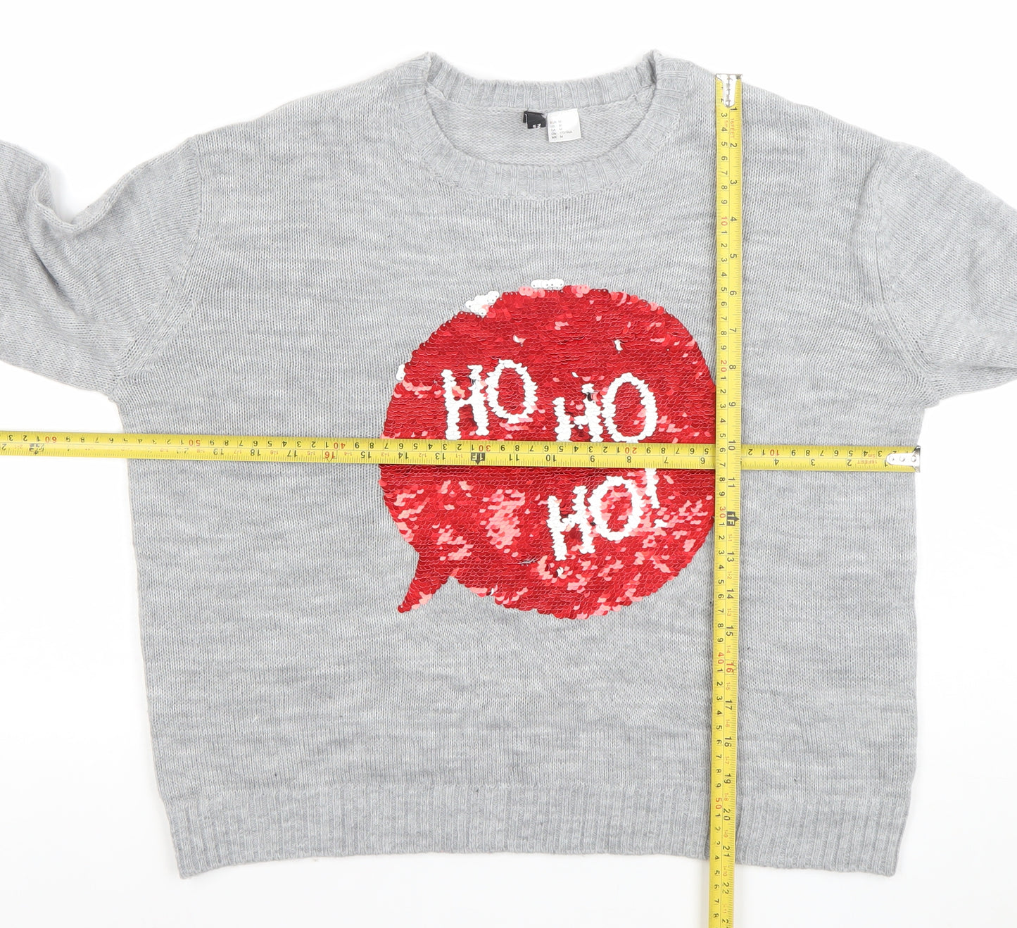 H&M Divided Womens Grey Sequin Christmas Jumper Size 12