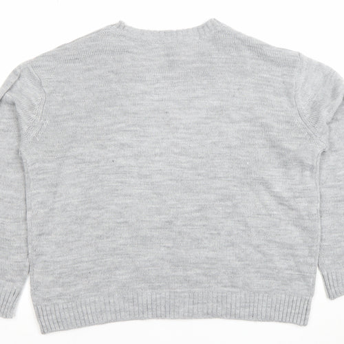 H&M Divided Womens Grey Sequin Christmas Jumper Size 12