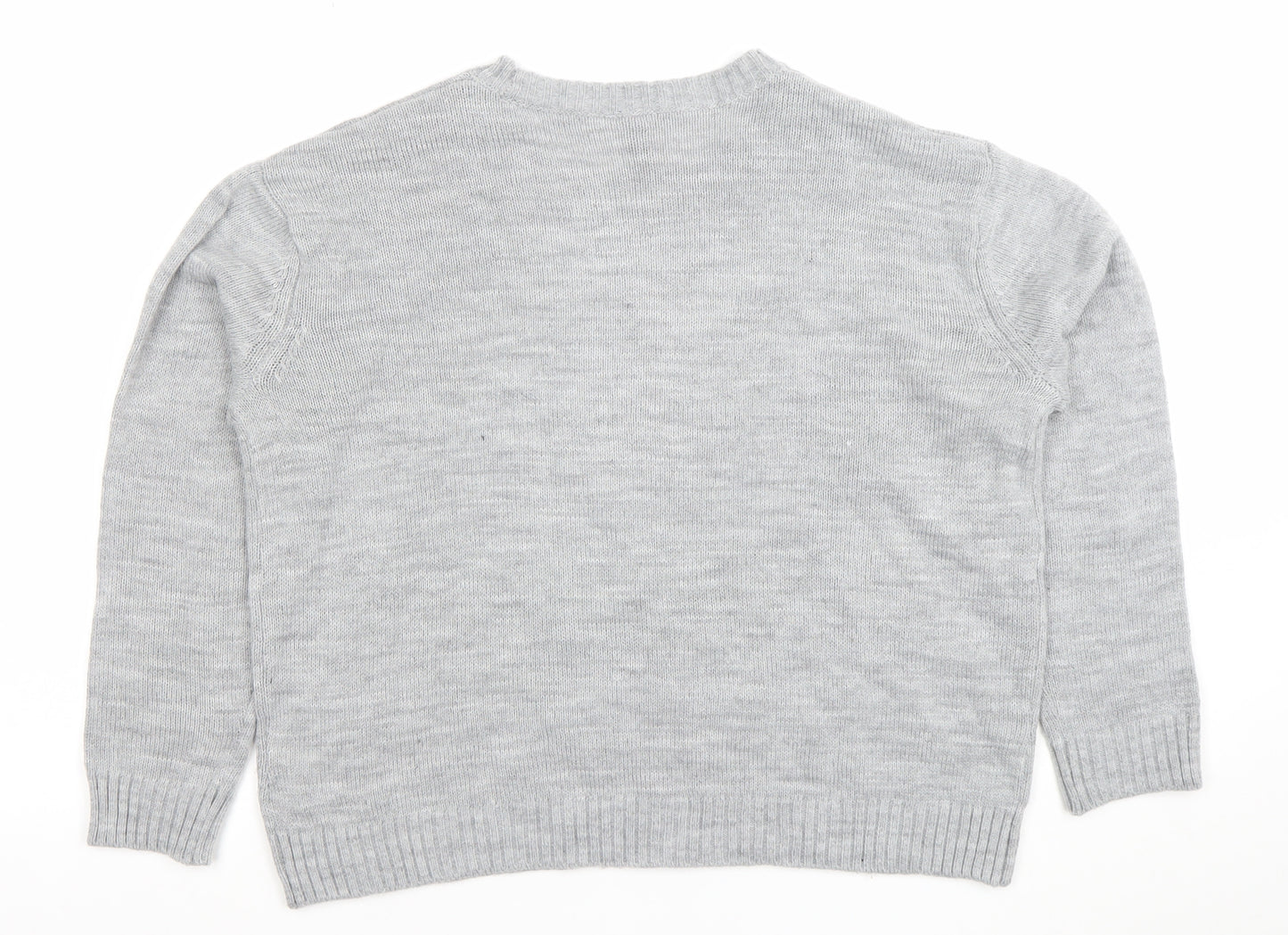 H&M Divided Womens Grey Sequin Christmas Jumper Size 12