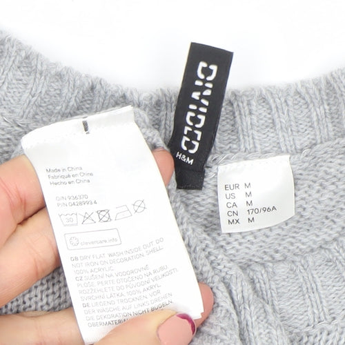 H&M Divided Womens Grey Sequin Christmas Jumper Size 12