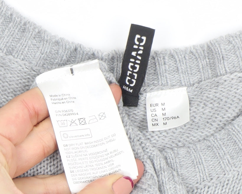 H&M Divided Womens Grey Sequin Christmas Jumper Size 12