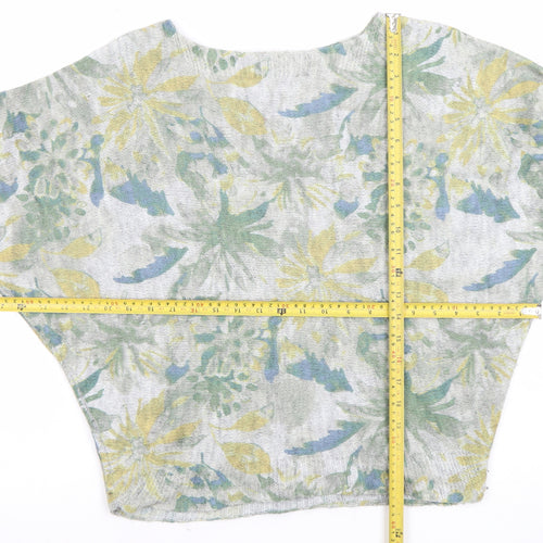Collezioni Leonardo Women Beige Floral Batwing Jumper Size S Lightweight Knit