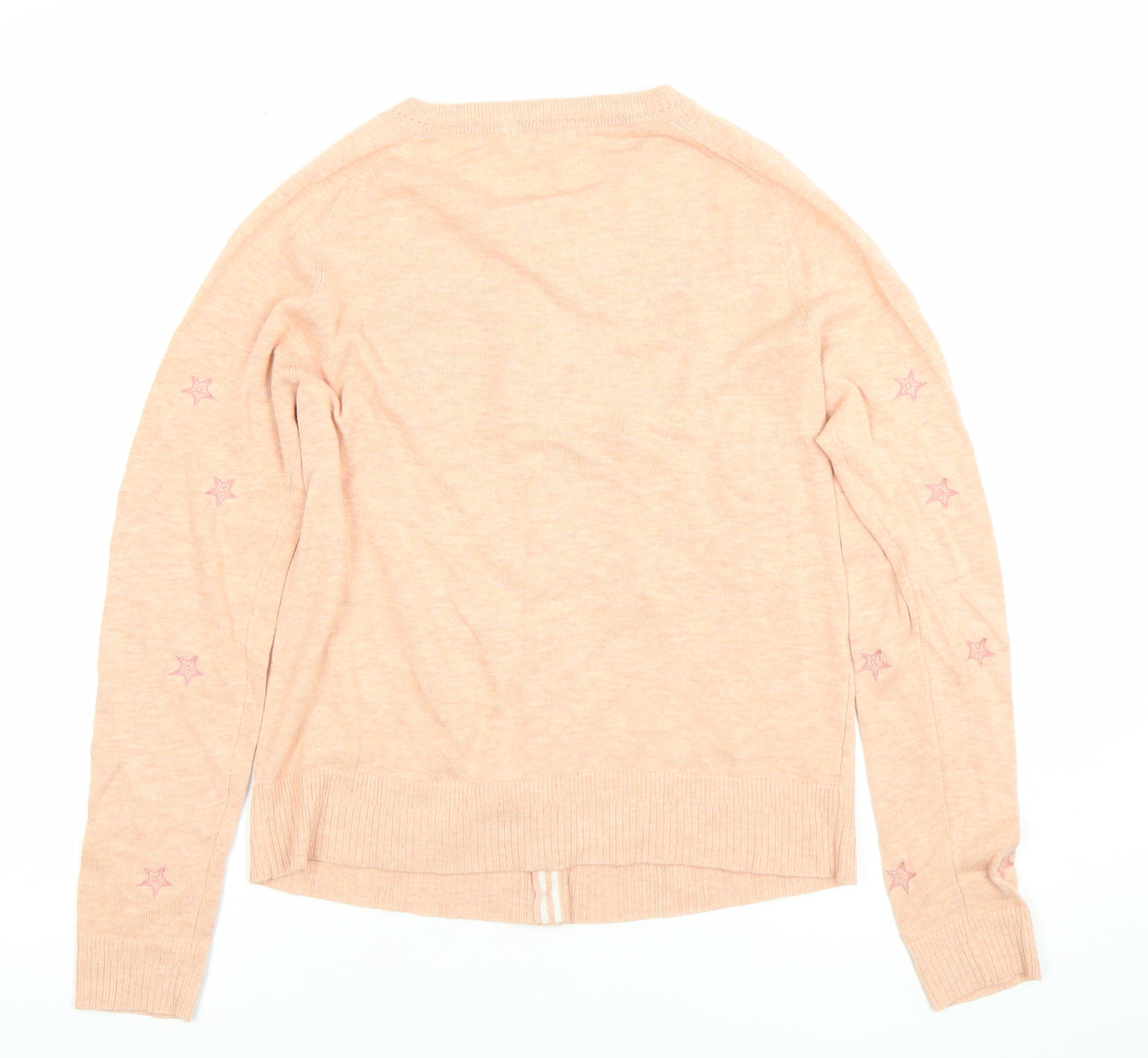 White Stuff Women's Pink Cardigan UK 6 Cotton Star Embroidered Knit