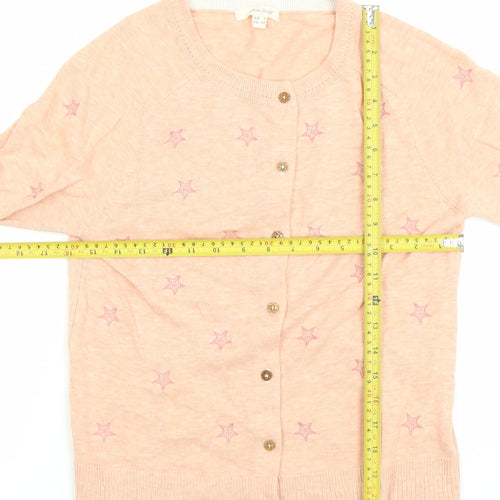 White Stuff Women's Pink Cardigan UK 6 Cotton Star Embroidered Knit