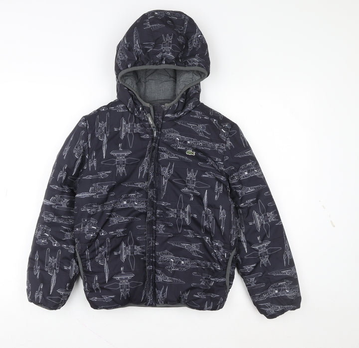 Lacoste Boys Black Star Wars Hooded Puffer Jacket 10 Years Insulated Winter Coat