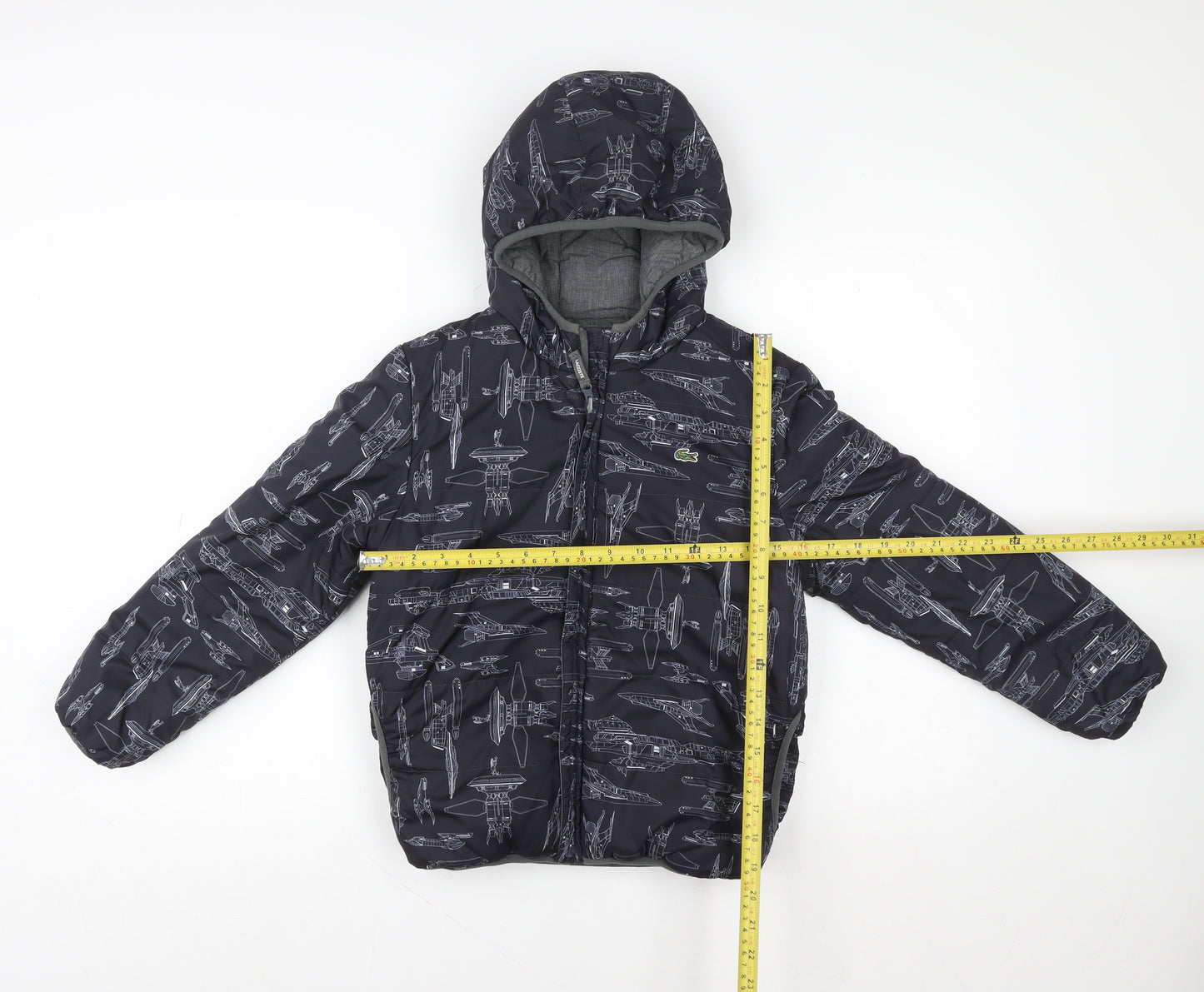 Lacoste Boys Black Star Wars Hooded Puffer Jacket 10 Years Insulated Winter Coat