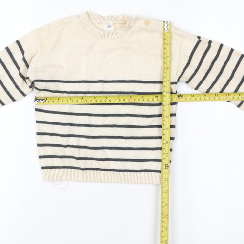 H&M Unisex Baby Beige Striped Knit Cotton Pullover Jumper 18-24 Months