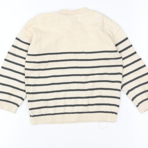 H&M Unisex Baby Beige Striped Knit Cotton Pullover Jumper 18-24 Months