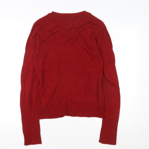 Louche Womens Red Penguin Knit Pullover Jumper Size S