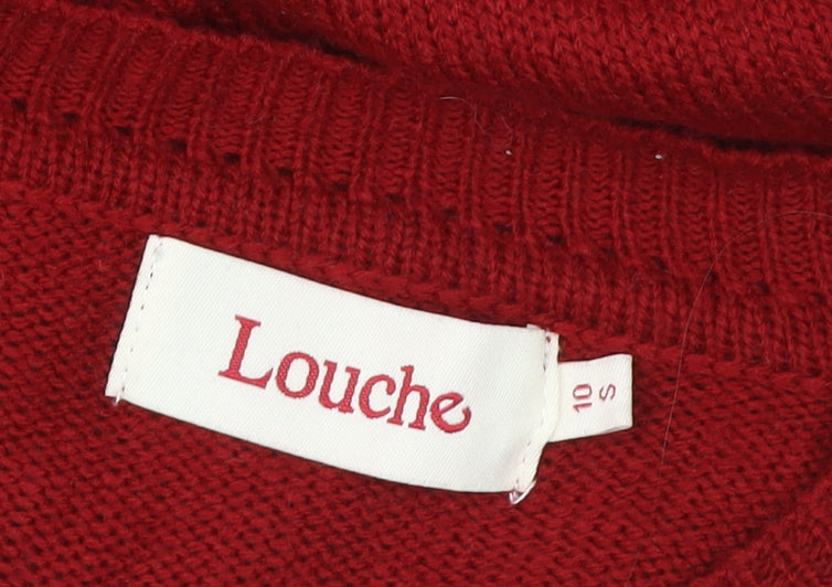 Louche Womens Red Penguin Knit Pullover Jumper Size S