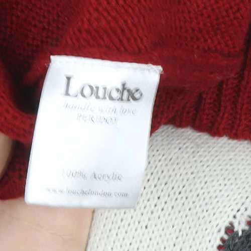 Louche Womens Red Penguin Knit Pullover Jumper Size S