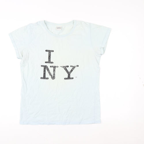 Gildan Women's White I Love NY Cotton Graphic T-Shirt Size M