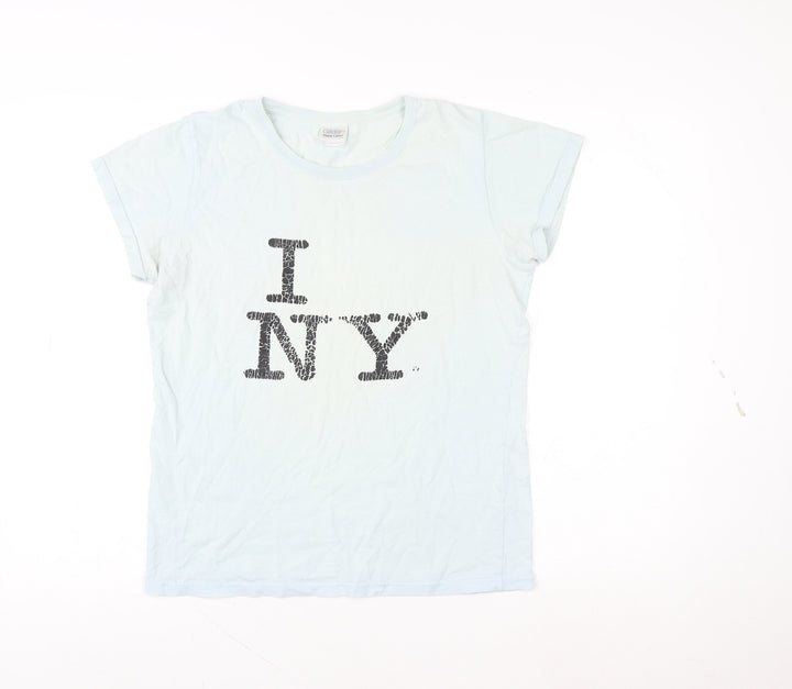 Gildan Women's White I Love NY Cotton Graphic T-Shirt Size M