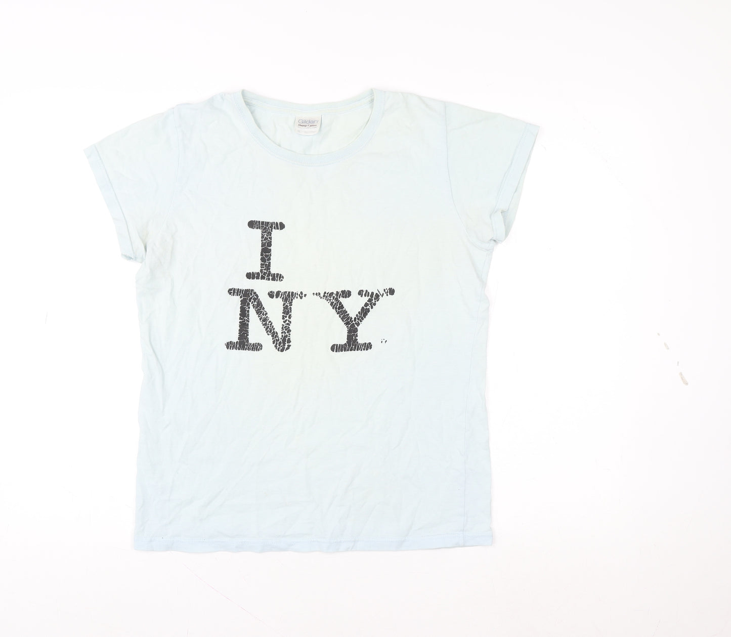 Gildan Women's White I Love NY Cotton Graphic T-Shirt Size M