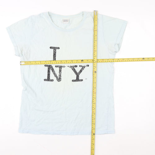 Gildan Women's White I Love NY Cotton Graphic T-Shirt Size M
