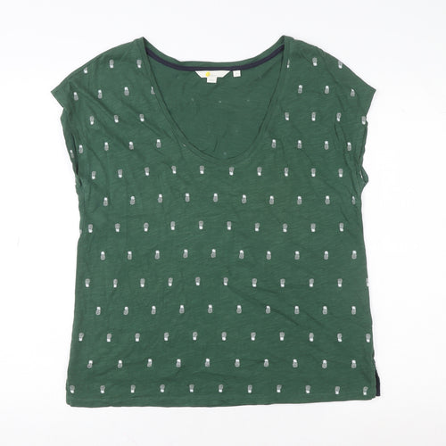 Boden Women’s Green Pineapple Embroidered Cotton T-Shirt Size M