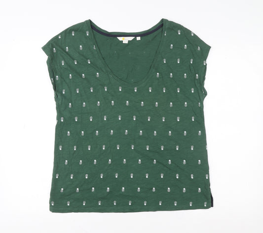 Boden Women’s Green Pineapple Embroidered Cotton T-Shirt Size M