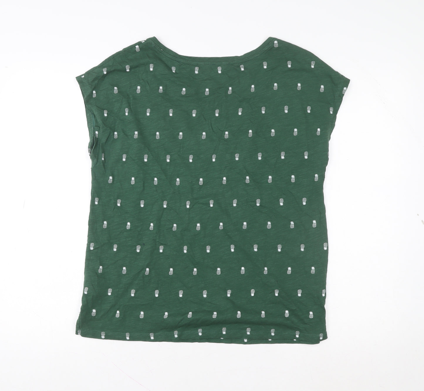 Boden Women’s Green Pineapple Embroidered Cotton T-Shirt Size M