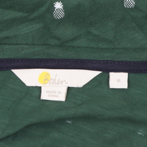 Boden Women’s Green Pineapple Embroidered Cotton T-Shirt Size M