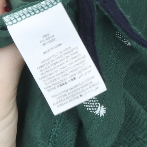Boden Women’s Green Pineapple Embroidered Cotton T-Shirt Size M