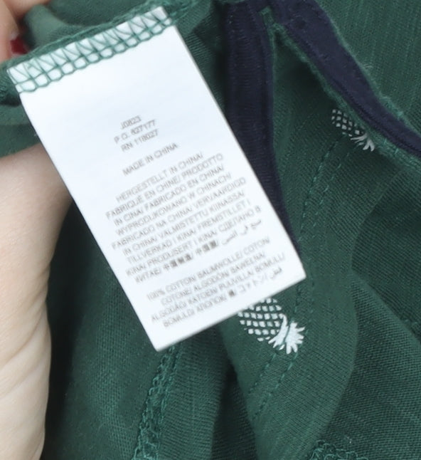 Boden Women’s Green Pineapple Embroidered Cotton T-Shirt Size M
