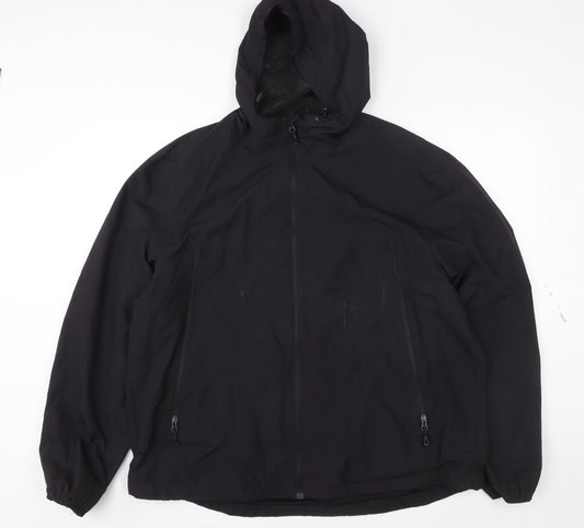 George Men's Black 3XL Hooded Windbreaker Jacket