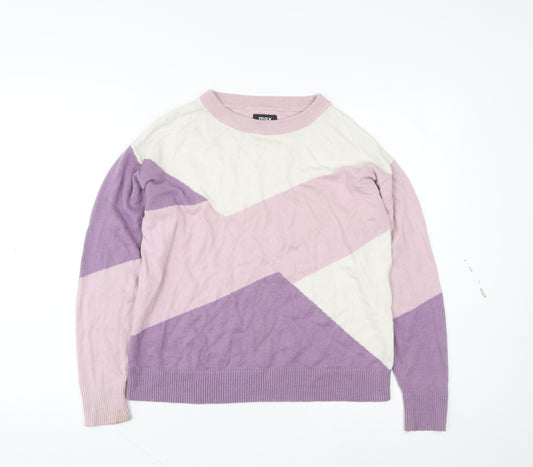 Max Women’s Purple Geometric Knit Pullover Jumper Size 14