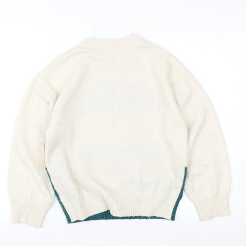 H&M Girls Ivory 'Into The Wild' Pullover Jumper 8-10 Years Wool Blend