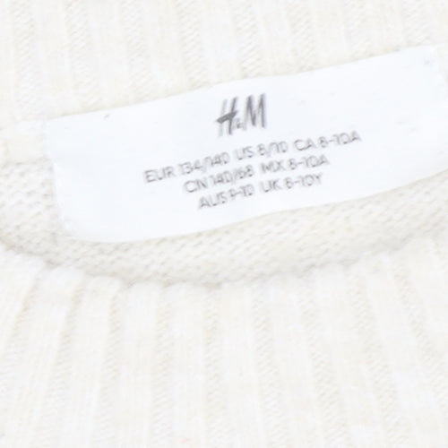 H&M Girls Ivory 'Into The Wild' Pullover Jumper 8-10 Years Wool Blend