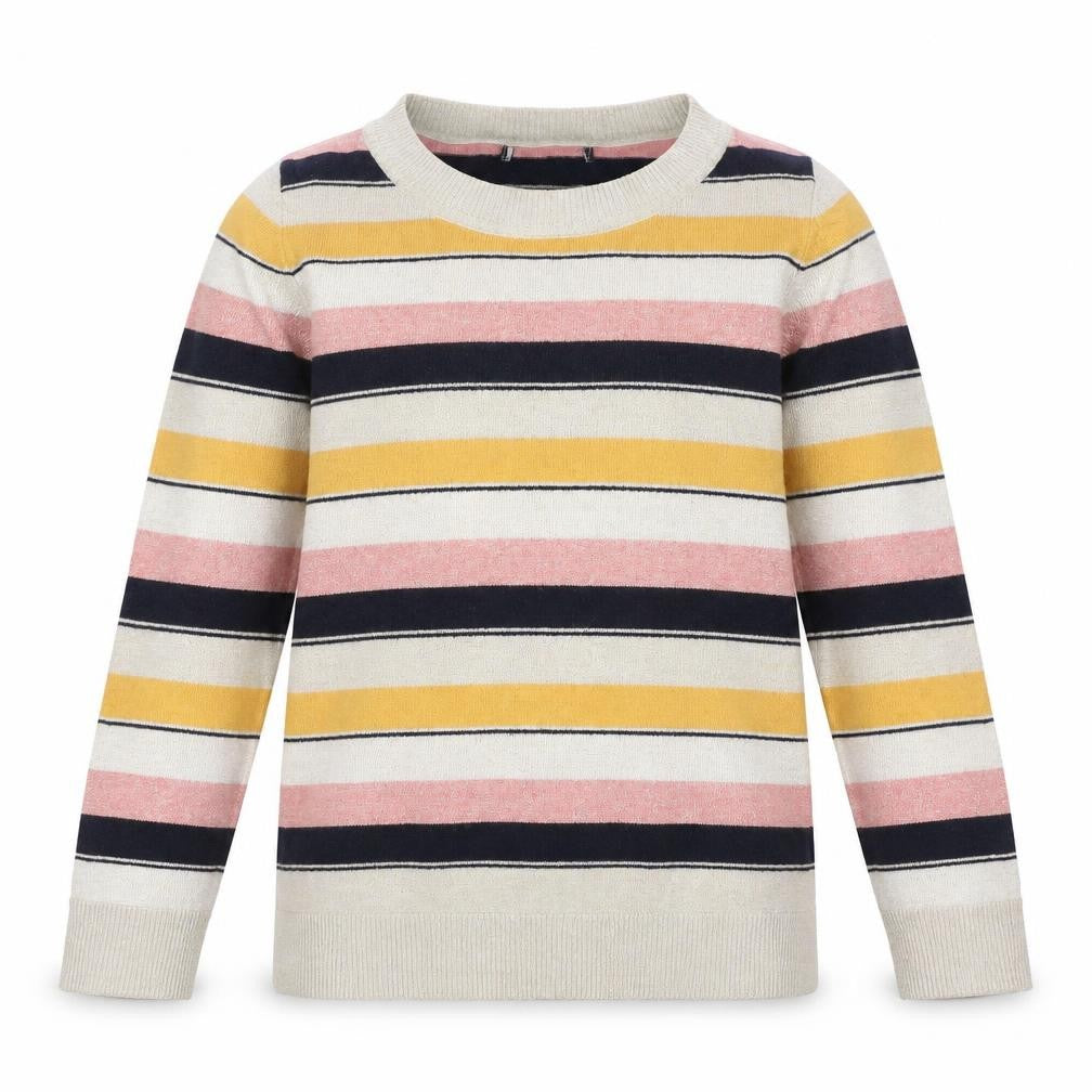 Front view of Next girls’ multicoloured striped knit pullover sweatshirt -, size 8, years