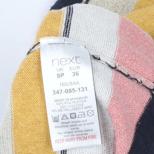 Next Girls Multicoloured Striped Knit Pullover Sweatshirt - Size 8 Years