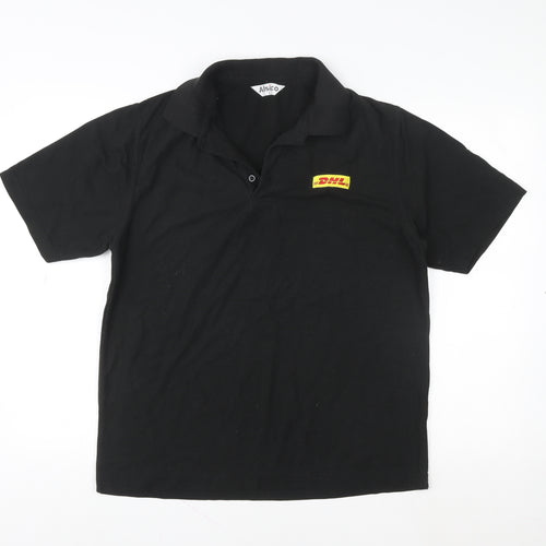 Alsico Men’s Black DHL Logo Short Sleeve Work Polo Shirt L