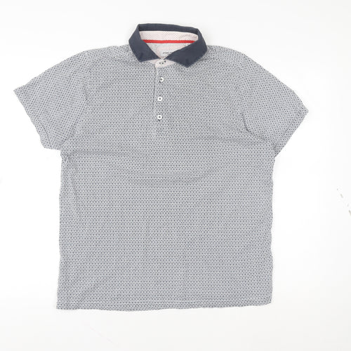 Jiggler Lord Berlue Men's Blue Geometric Button-Down Polo Shirt XL