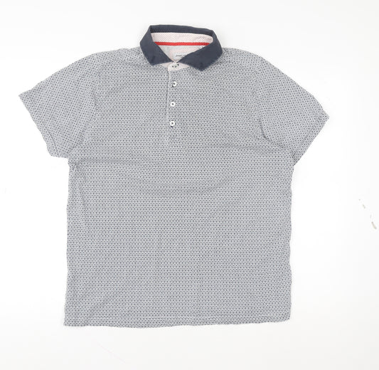 Jiggler Lord Berlue Men's Blue Geometric Button-Down Polo Shirt XL