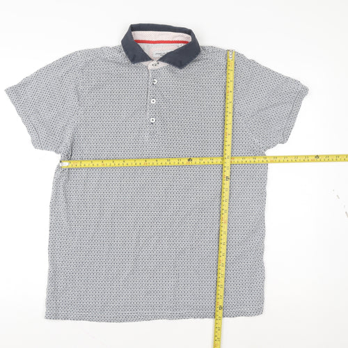 Jiggler Lord Berlue Men's Blue Geometric Button-Down Polo Shirt XL