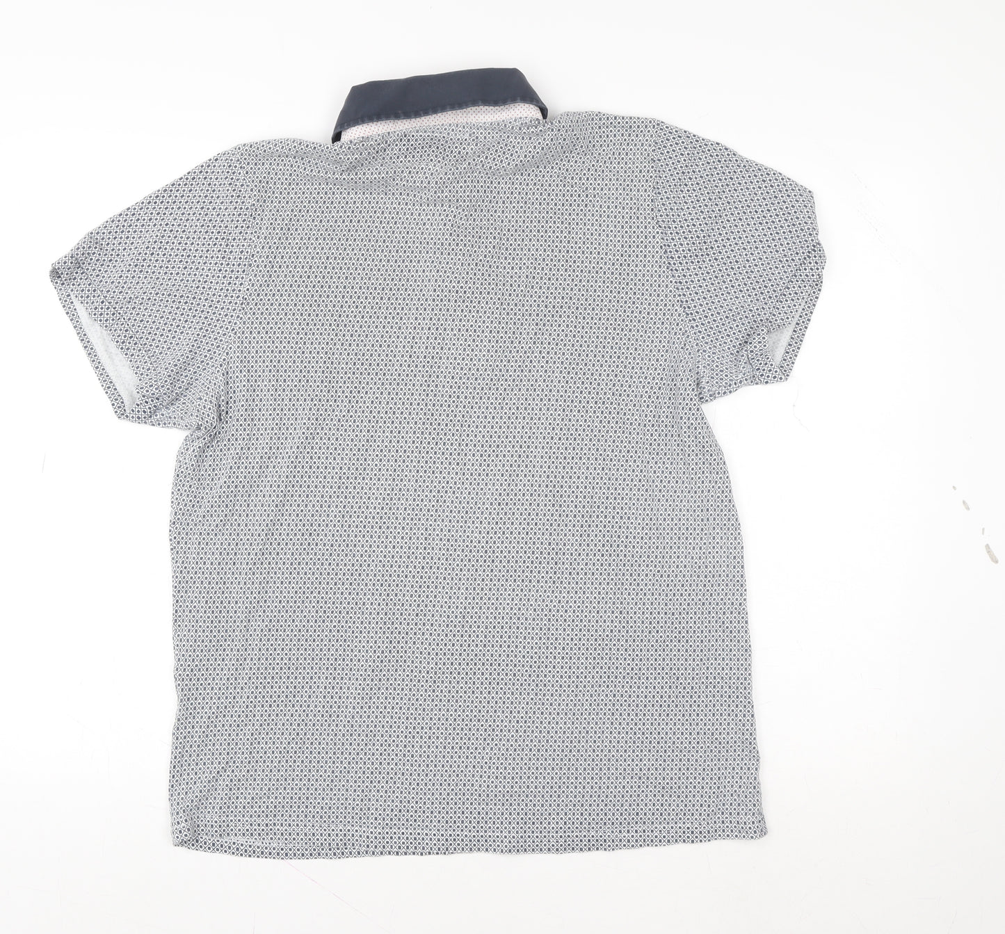 Jiggler Lord Berlue Men's Blue Geometric Button-Down Polo Shirt XL