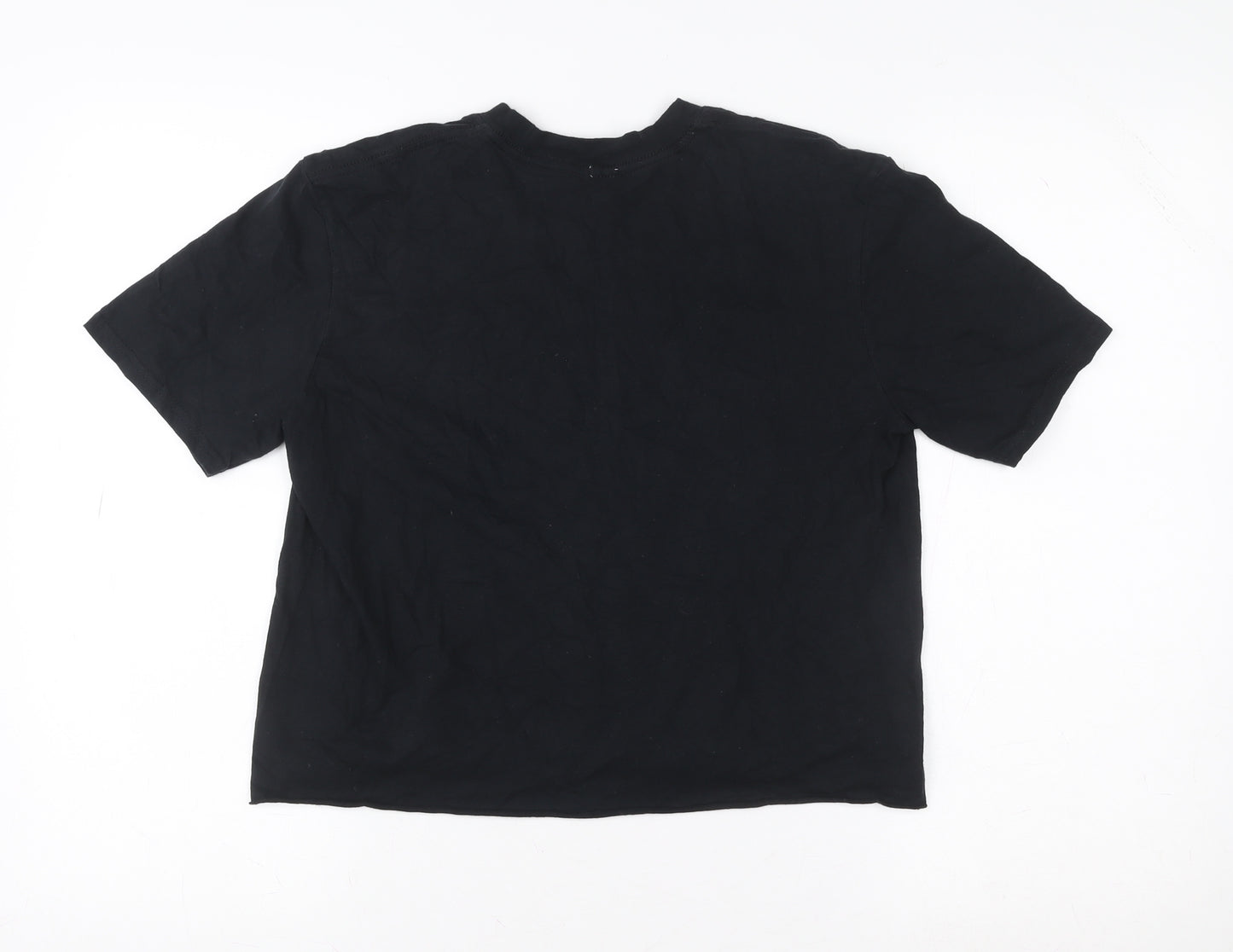 River Island Womens Black Cropped Escape Graphic T-Shirt Size 10