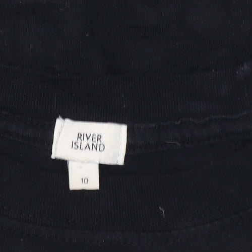 River Island Womens Black Cropped Escape Graphic T-Shirt Size 10