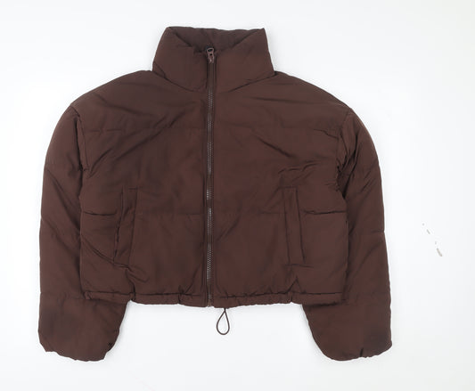 H&M Divided Women's Brown Cropped Puffer Jacket Size S