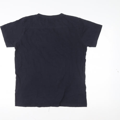 FCUK Men's Blue Graphic Logo T-Shirt Size L Retro Style