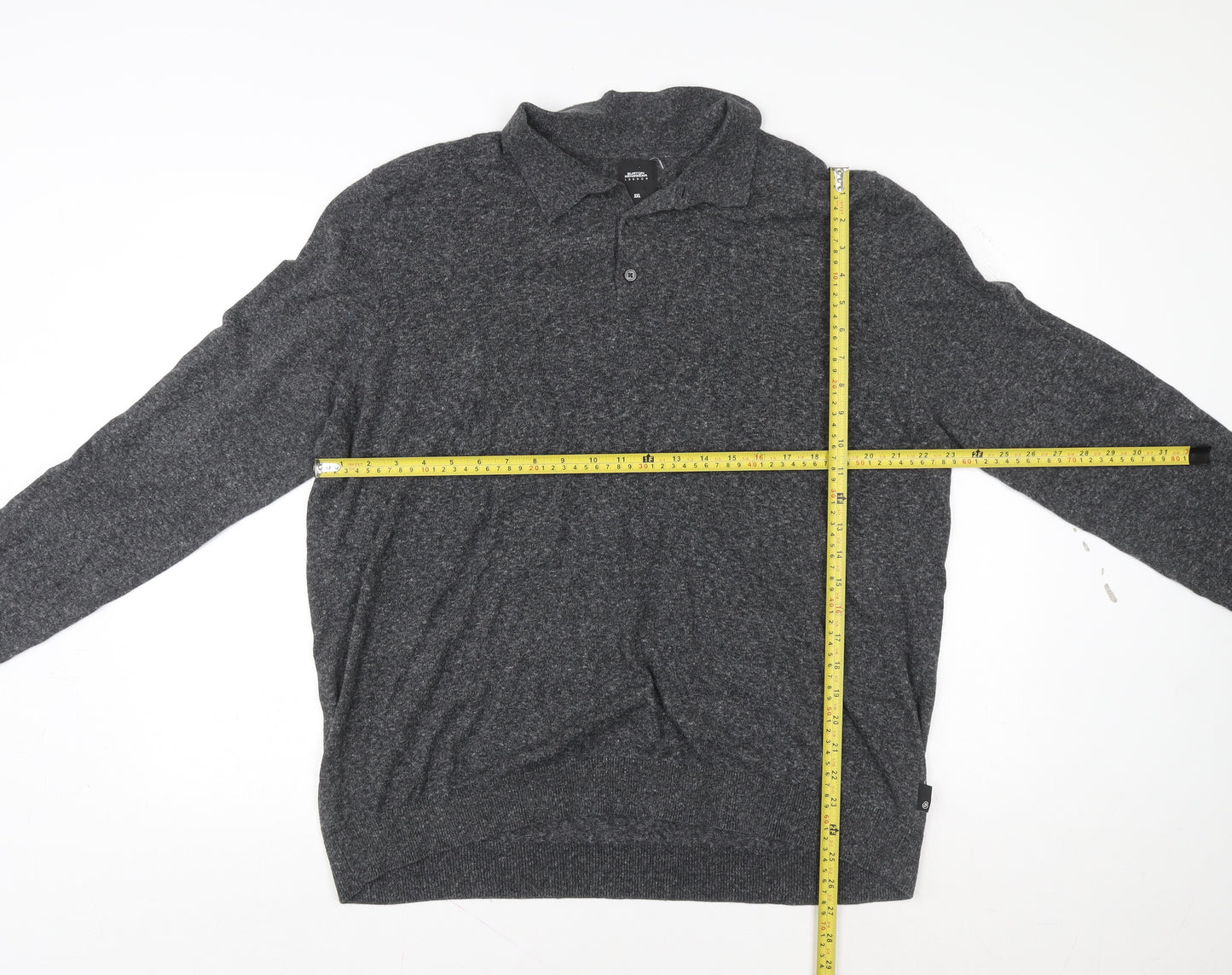 Burton Menswear London Men’s Grey Collared Pullover Jumper 2XL