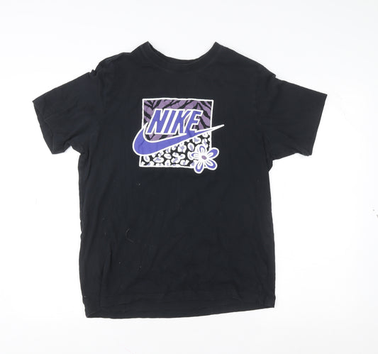 Nike Women's Black Graphic T-Shirt M Short Sleeve Sports Tee