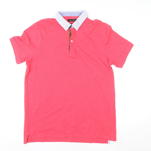 Massimo Dutti Unisex Pink Polo Shirt Size L Short Sleeve Cotton