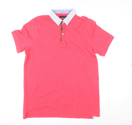 Massimo Dutti Unisex Pink Polo Shirt Size L Short Sleeve Cotton