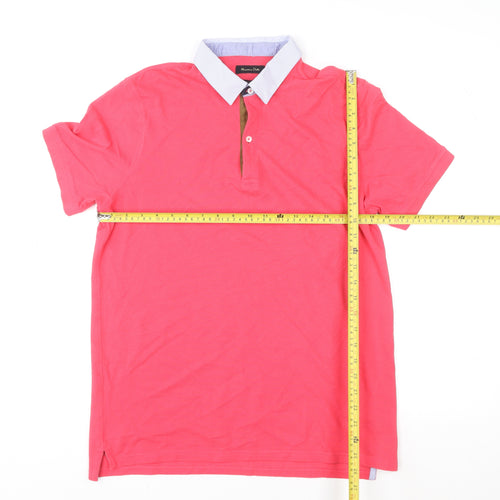 Massimo Dutti Unisex Pink Polo Shirt Size L Short Sleeve Cotton