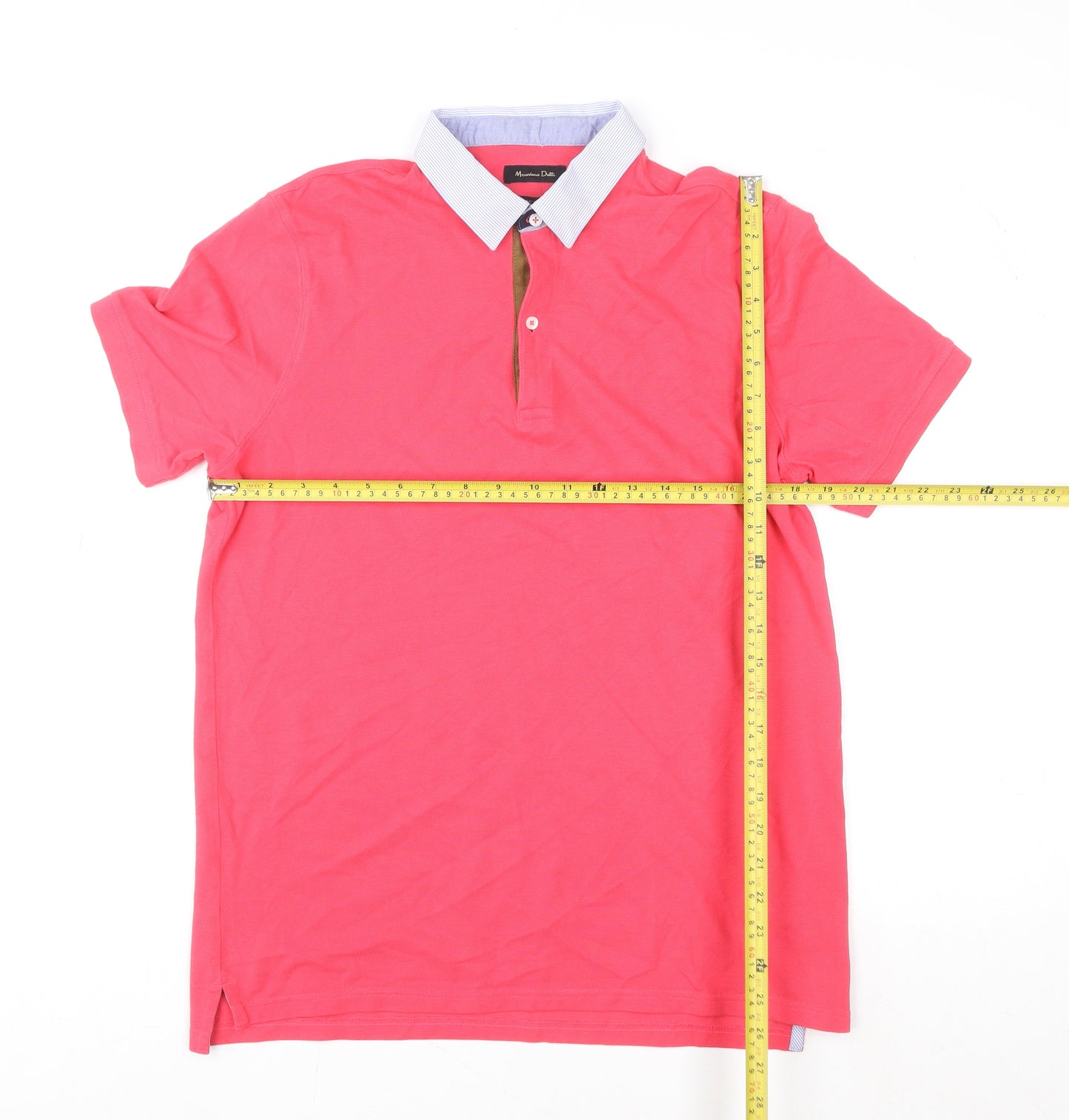 Massimo Dutti Unisex Pink Polo Shirt Size L Short Sleeve Cotton