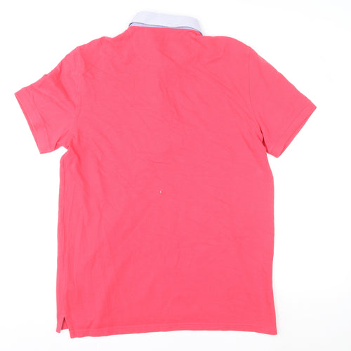 Massimo Dutti Unisex Pink Polo Shirt Size L Short Sleeve Cotton