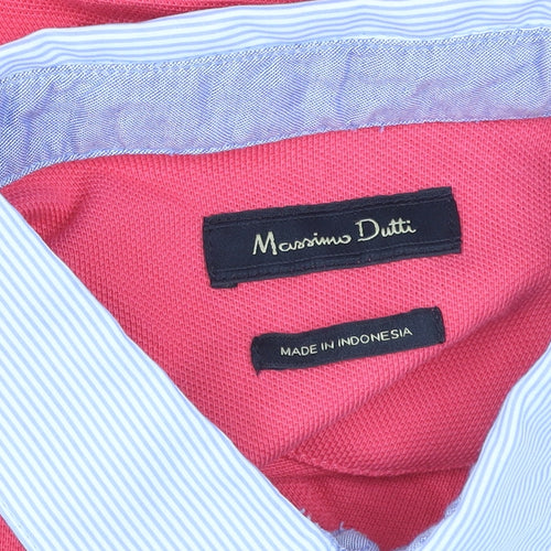 Massimo Dutti Unisex Pink Polo Shirt Size L Short Sleeve Cotton